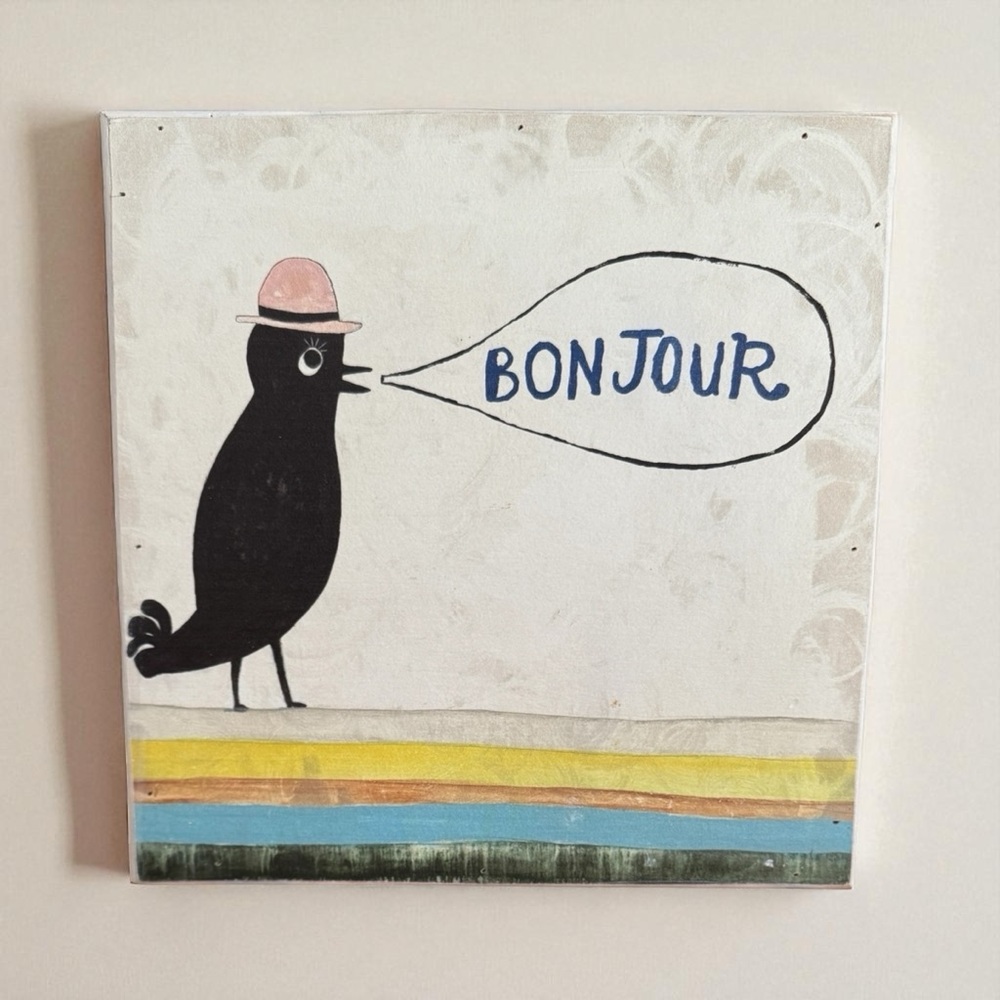 Sugarboo & CO Bonjour - Art Print on wood, 12” x 12”, #3 of 4